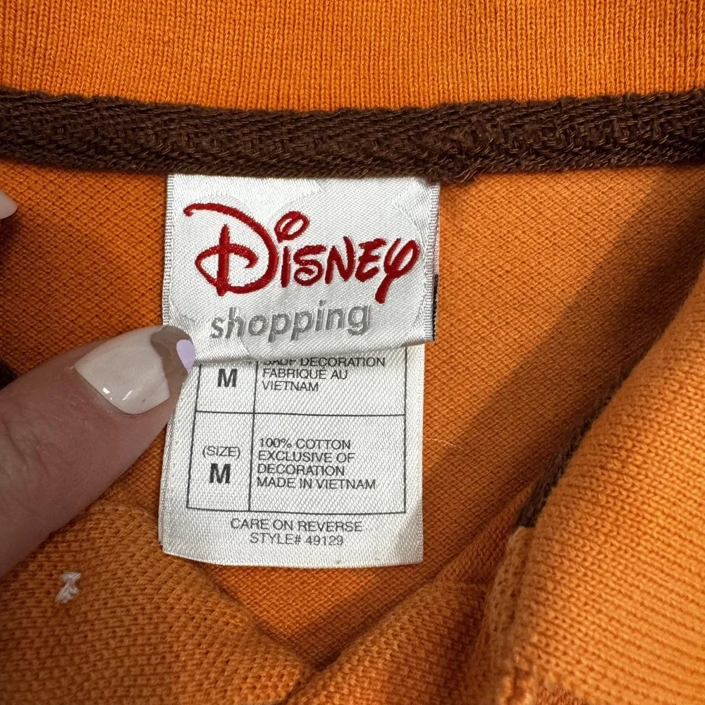 Disney Mickey Mouse Polo Shirt Boys‎ Medium Orange Embroidered Pique Cotton